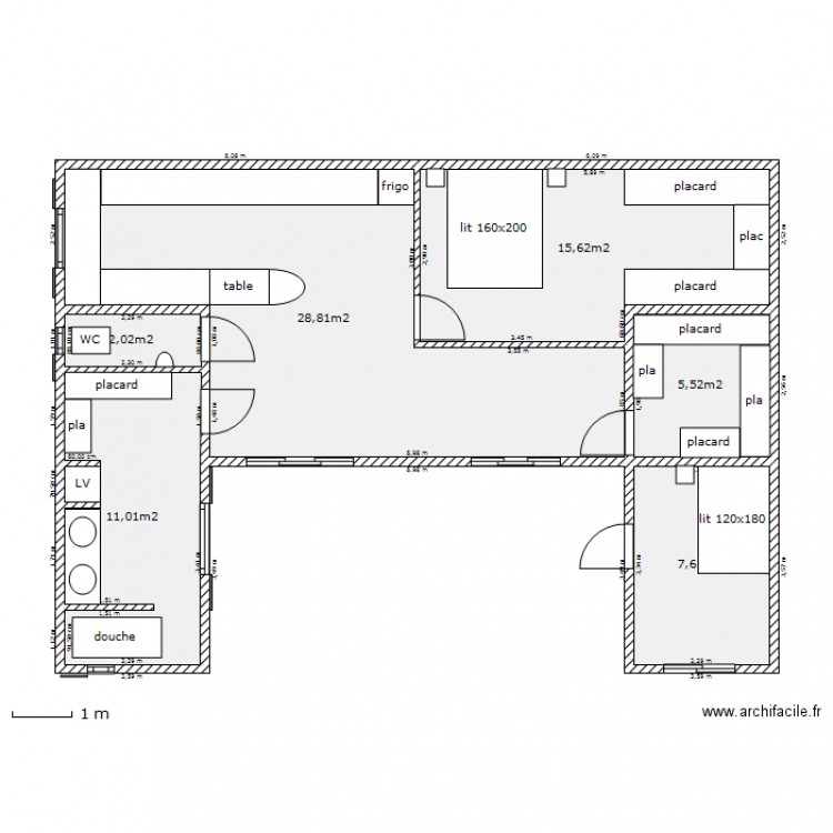plan de maison 12m sur 12m