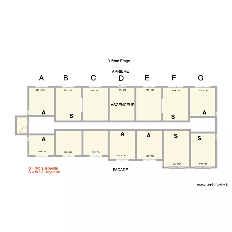 Toilettes par chambres 3. Plan de 