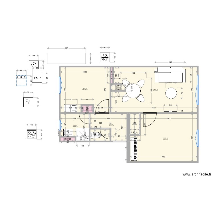 Plan appartement Saint-François_VO_20220910_Meubles. Plan de 11 pièces et 41 m2