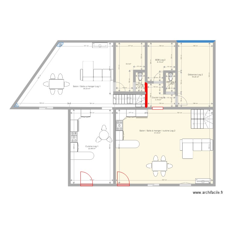 Projet 1 coupe verticale Maël. Plan de 0 pièce et 0 m2