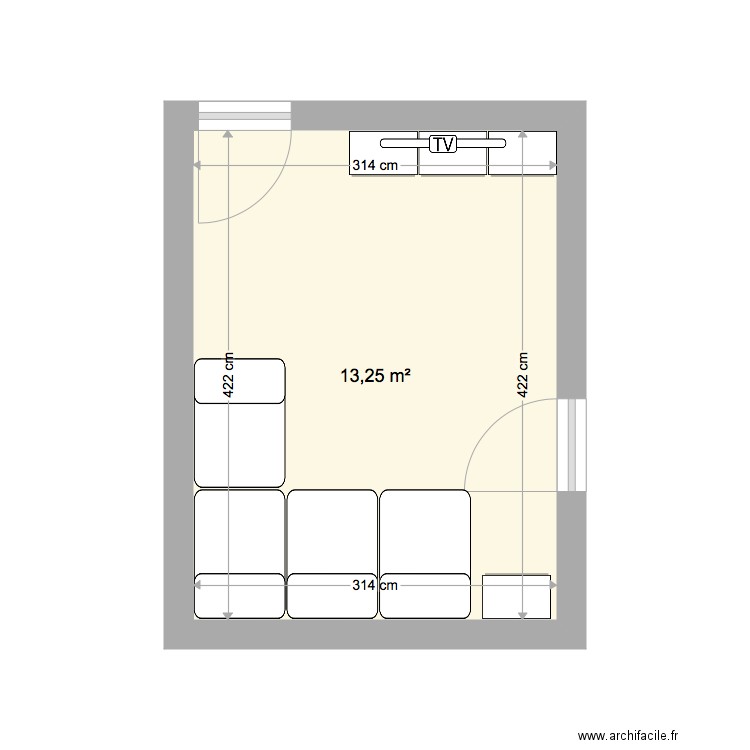 chambre Biarritz salon TV. Plan de 0 pièce et 0 m2