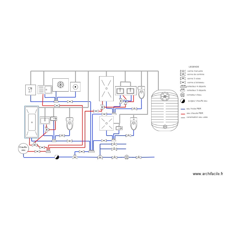 plan plomberie . Plan de 0 pièce et 0 m2