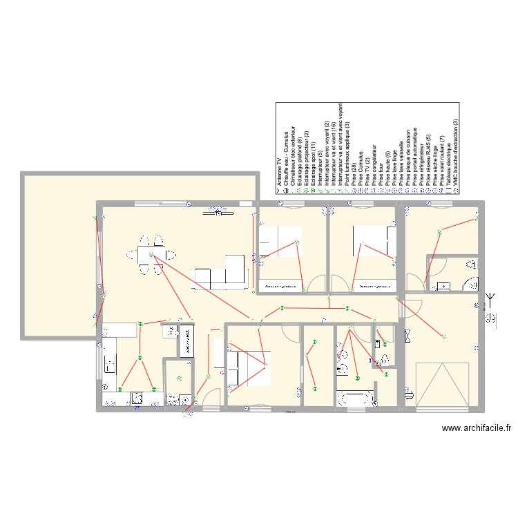 Villa Hernandez plan électrique 02/2023. Plan de 10 pièces et 180 m2