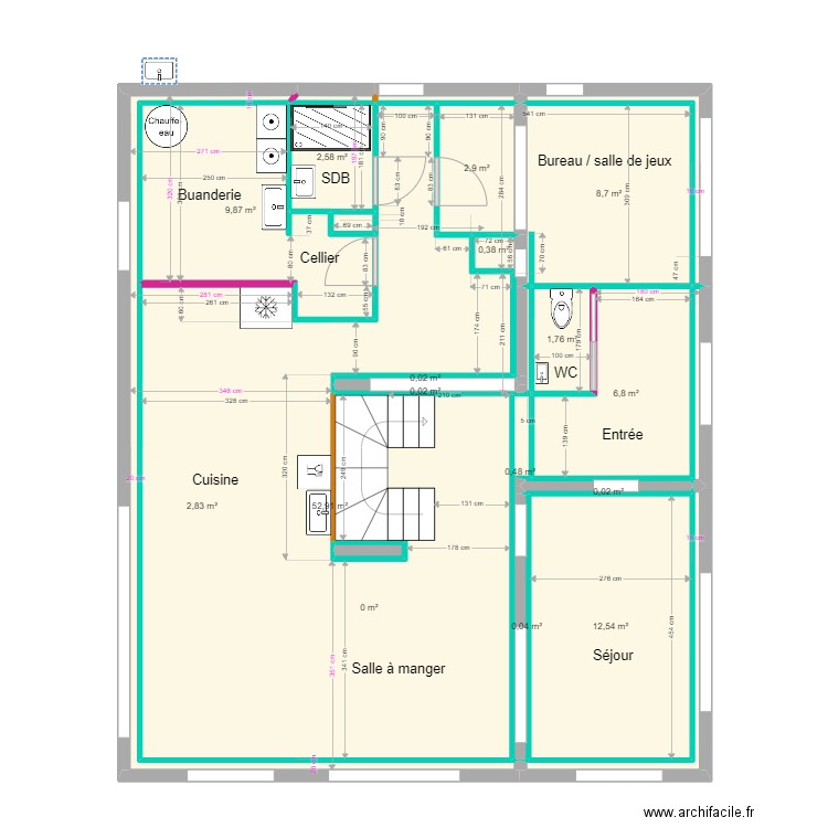 Ayes placo final - Plombier Final. Plan de 43 pièces et 196 m2