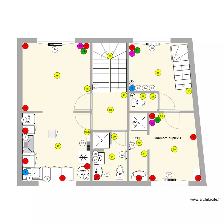 Electricité duplex étage. Plan de Electricité duplex étage. Plan de