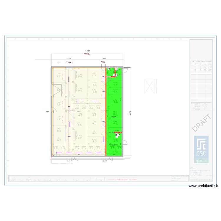 Bureau 2. Plan de 3 pièces et 279 m2