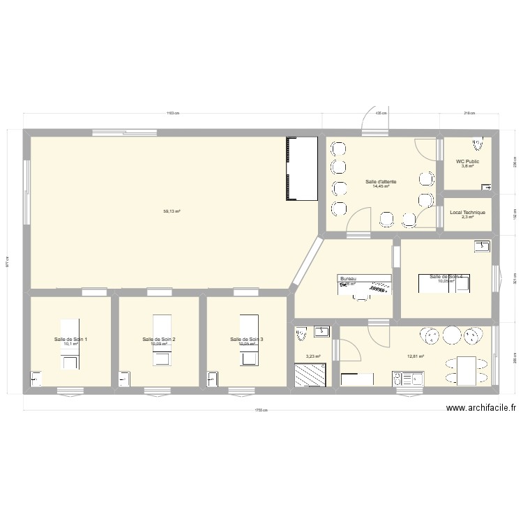 cabinet K. Plan de 11 pièces et 146 m2