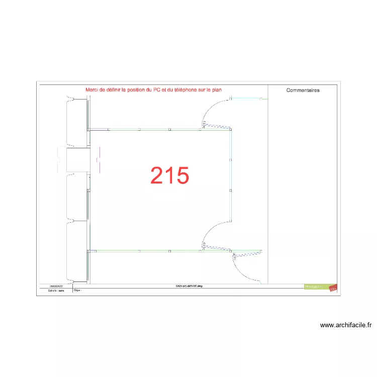 bureau 215. Plan de 