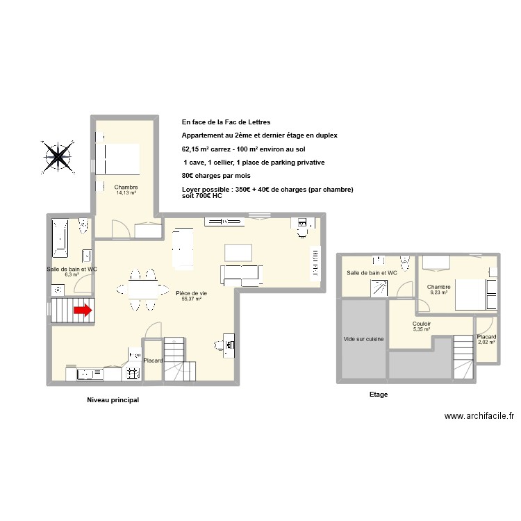 JOLLAIN. Plan de 13 pièces et 116 m2