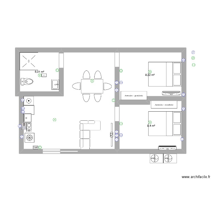 F3 AMENAGER AVEC ELEC FINAL 1. Plan de 3 pièces et 24 m2