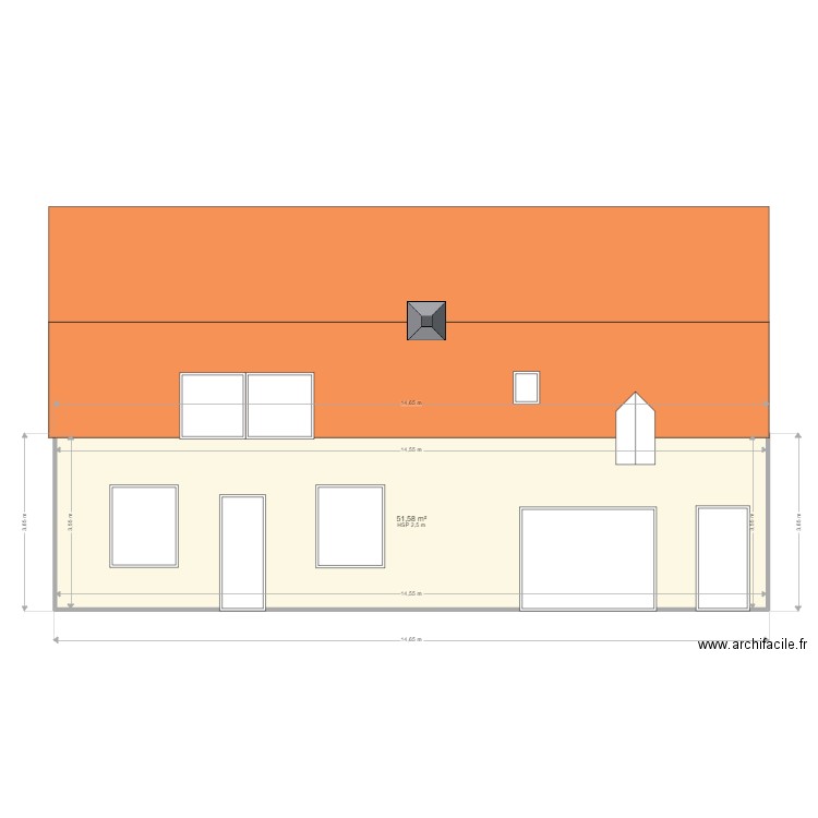 plan façade maison coetmieux (modification baie). Plan de 1 pièce et 52 m2