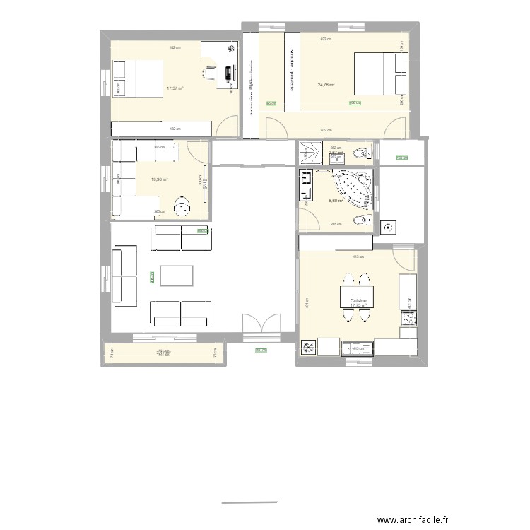 KDA1. Plan de 7 pièces et 84 m2