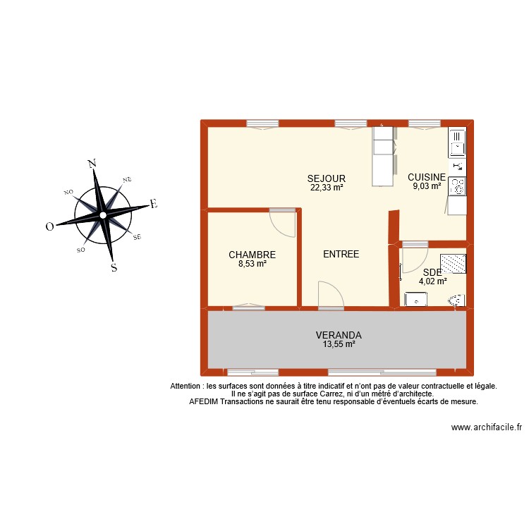 BI9260. Plan de 8 pièces et 59 m2