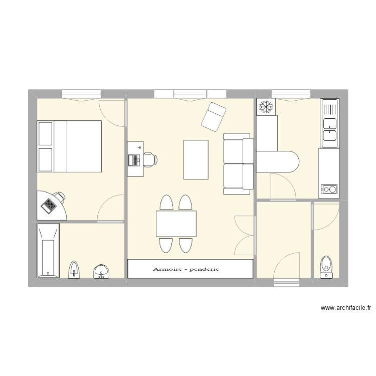 Appart Antony. Plan de 6 pièces et 50 m2