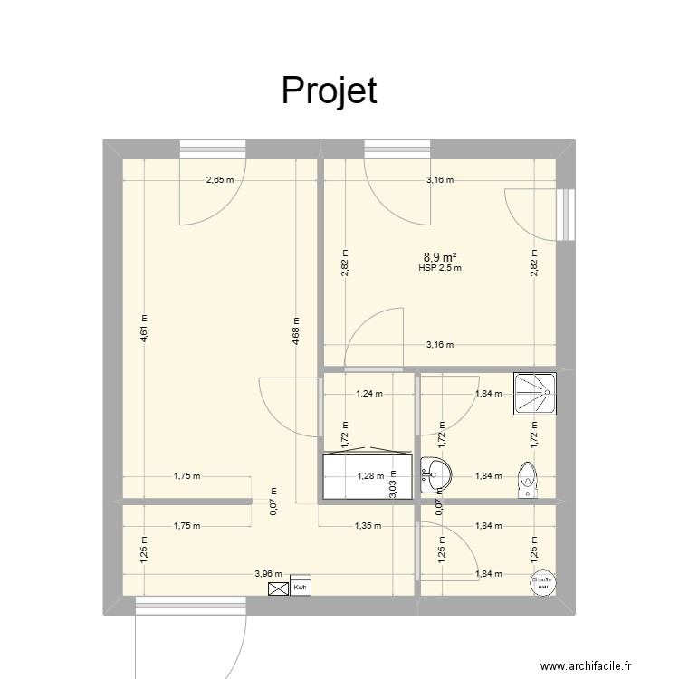 Colbert. Plan de 4 pièces et 34 m2