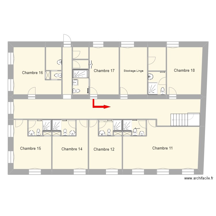 RodinEtage Projet4 pour plan evac cote 11-15. Plan de 26 pièces et 192 m2