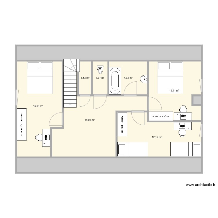 MODELE ECO V2 ETAGE. Plan de 0 pièce et 0 m2