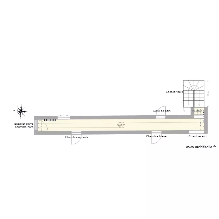 Couloir 1er &eacute;tage. Plan de 