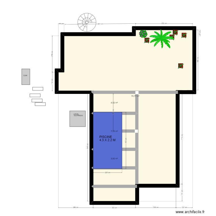 CAIRE PISCINE. Plan de 4 pièces et 87 m2