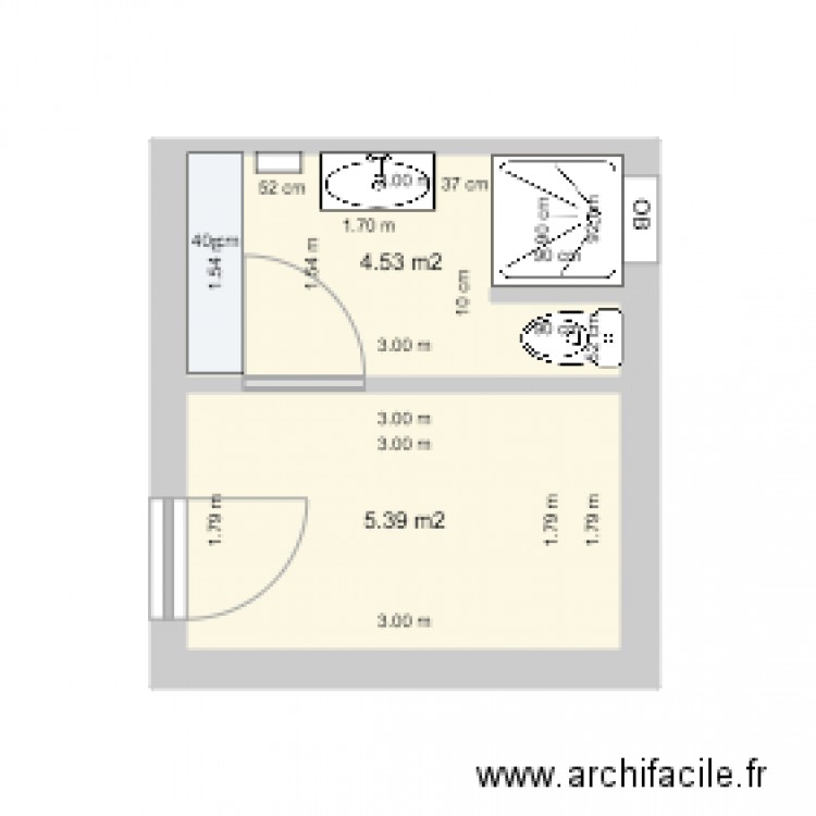 Plan Salle de bain Existant. Plan de 0 pièce et 0 m2