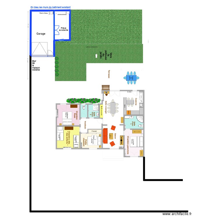 garage actuel x de vie avec maison. Plan de 0 pièce et 0 m2