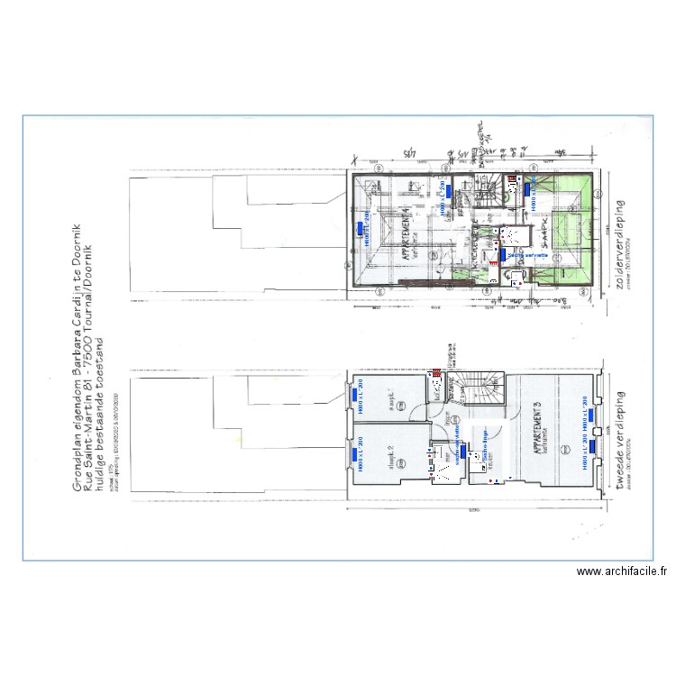 Plan CARDIJN plomberie R2 et combles. Plan de 0 pièce et 0 m2