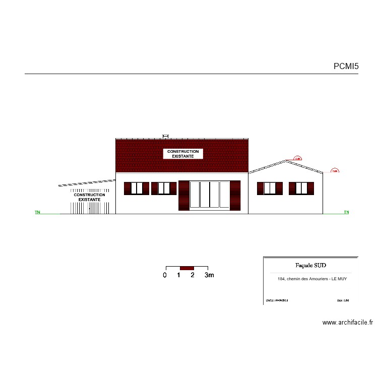 Plan facade sud PCMI5. Plan de 0 pièce et 0 m2