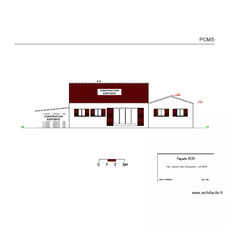 Plan facade sud PCMI5. Plan de 