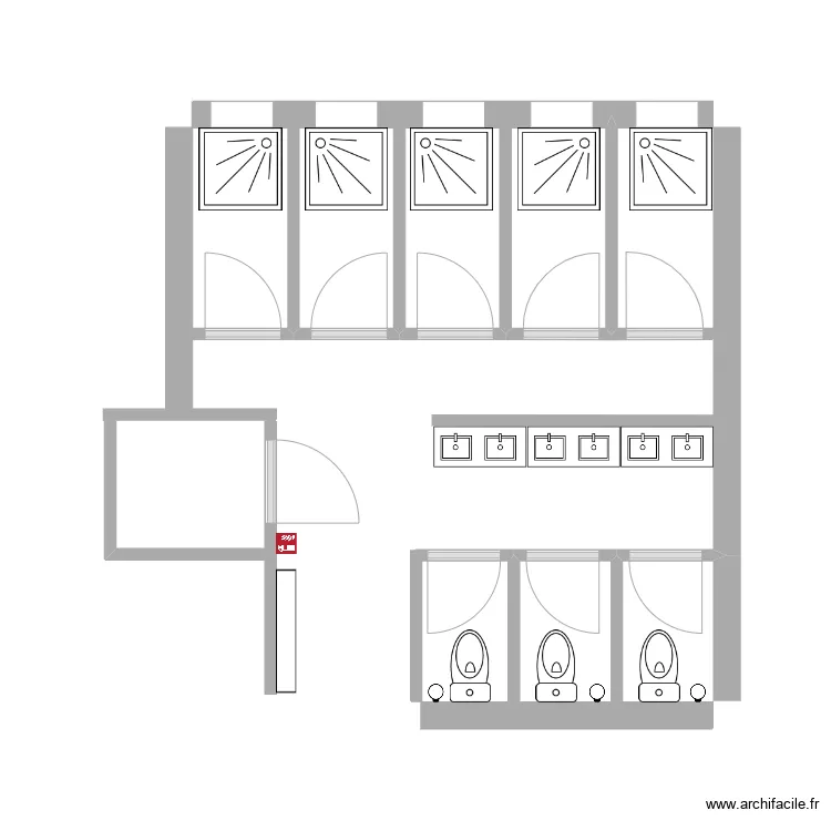 sanitaires communs. Plan de 