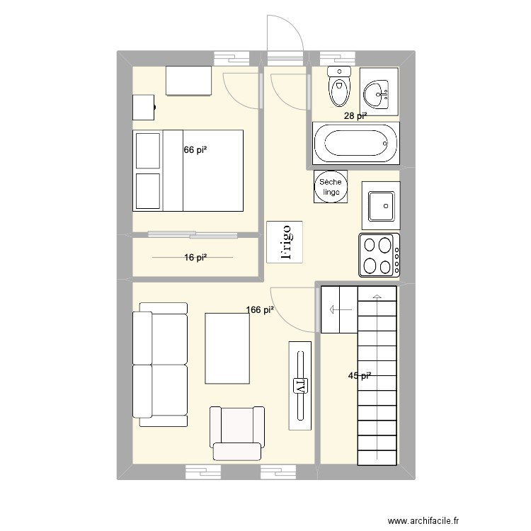 Chantale 2e A. Plan de 5 pièces et 30 m2