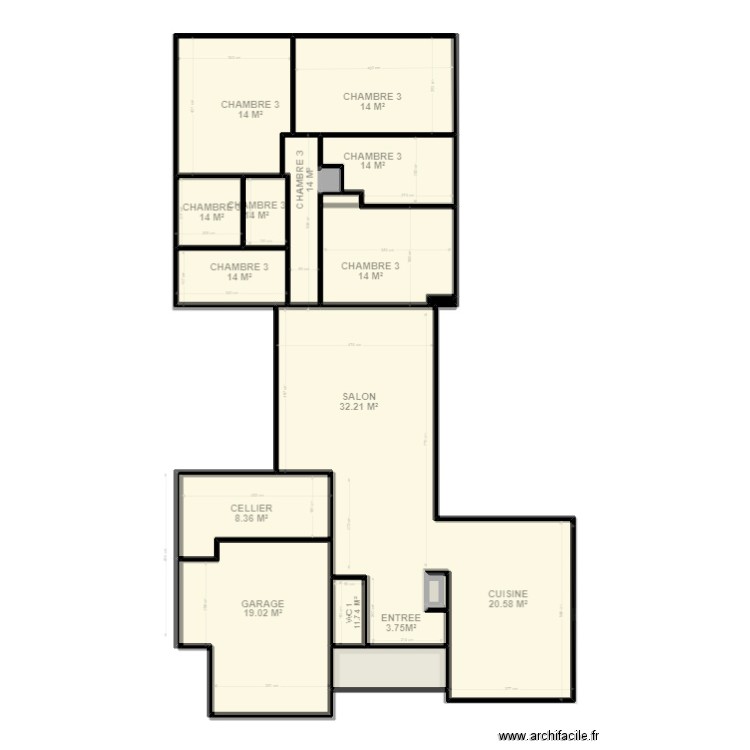 PRIOU NEO. Plan de 16 pièces et 137 m2