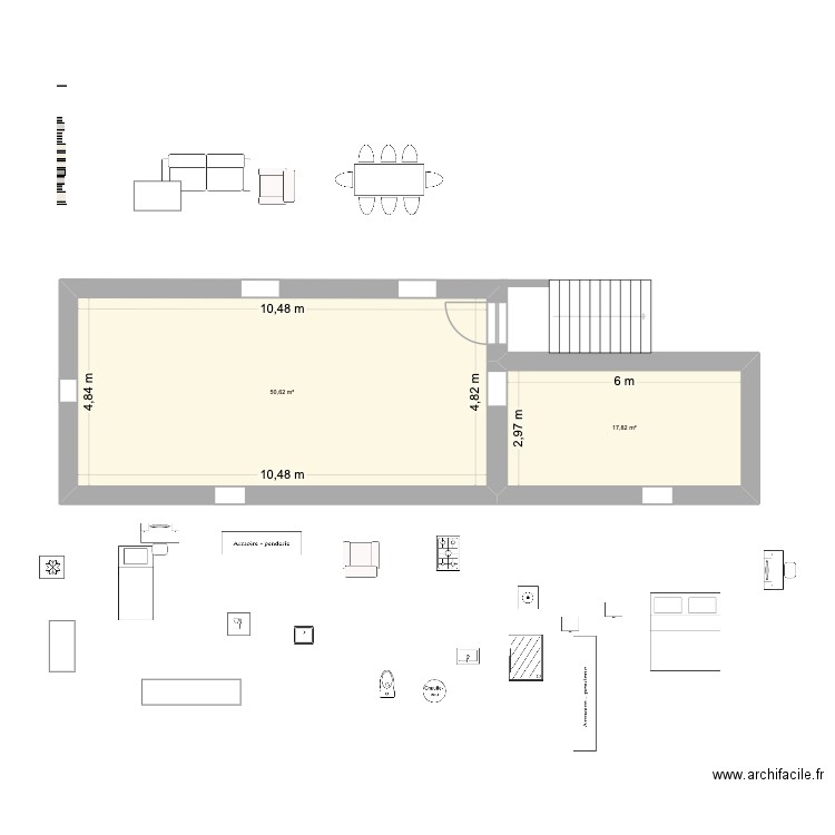 Plan de base. Plan de 2 pièces et 68 m2