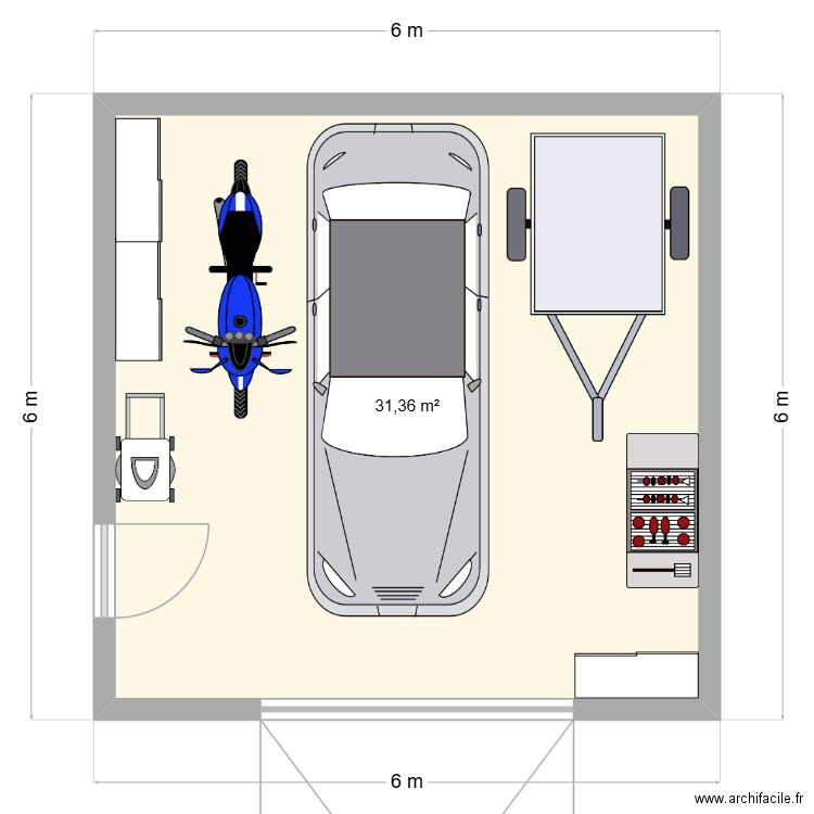 garage. Plan de 1 pièce et 31 m2