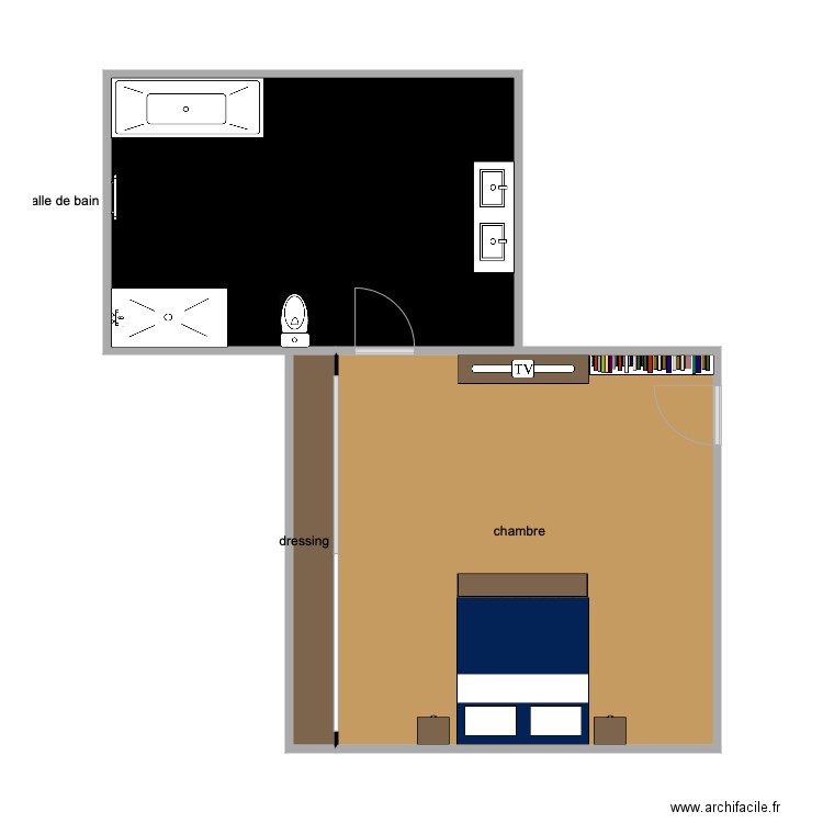 plans james SDB chambre . Plan de 3 pièces et 50 m2