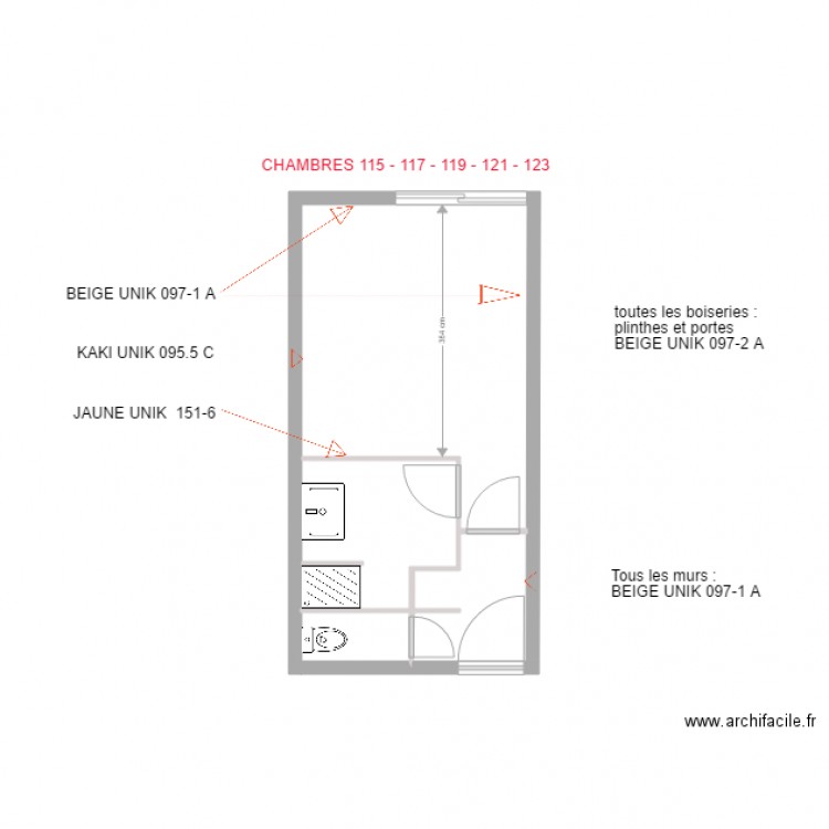 PEINTURES CHAMBRES 115 117 119 121 123. Plan de 0 pièce et 0 m2