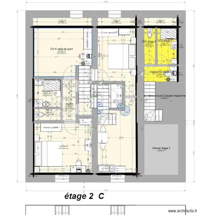 Luxeuil 2° Herriot C. Plan de 25 pièces et 95 m2