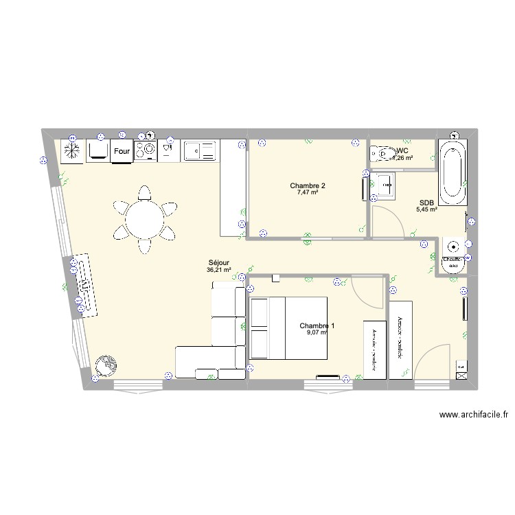 Appartement à rénover Plan C sdb. Plan de 0 pièce et 0 m2