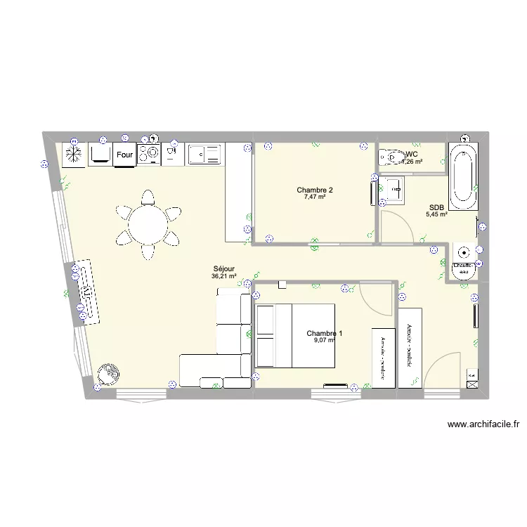 Appartement &agrave; r&eacute;nover Plan C sdb. Plan de 