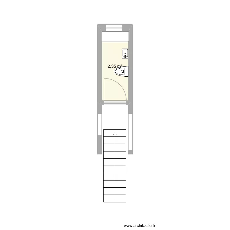 Pallier WC &eacute;tage. Plan de 1 pièce et 2 m²