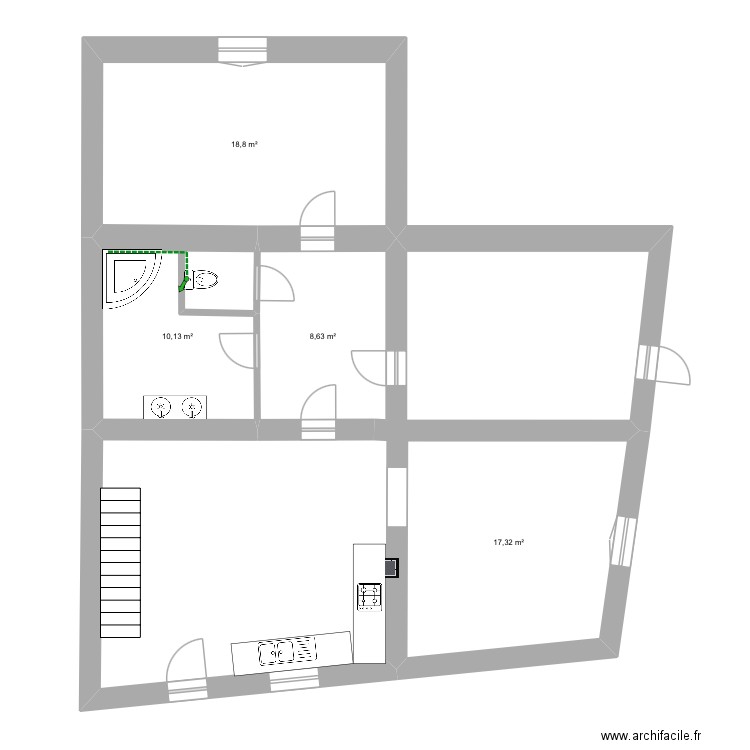 Girobif. Plan de 9 pièces et 224 m2