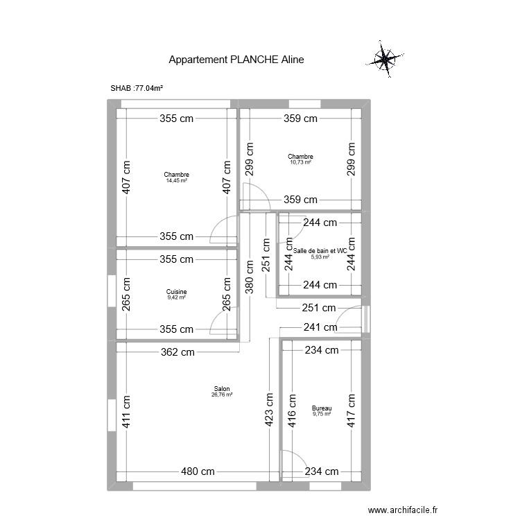 Planche Aline. Plan de 0 pièce et 0 m2