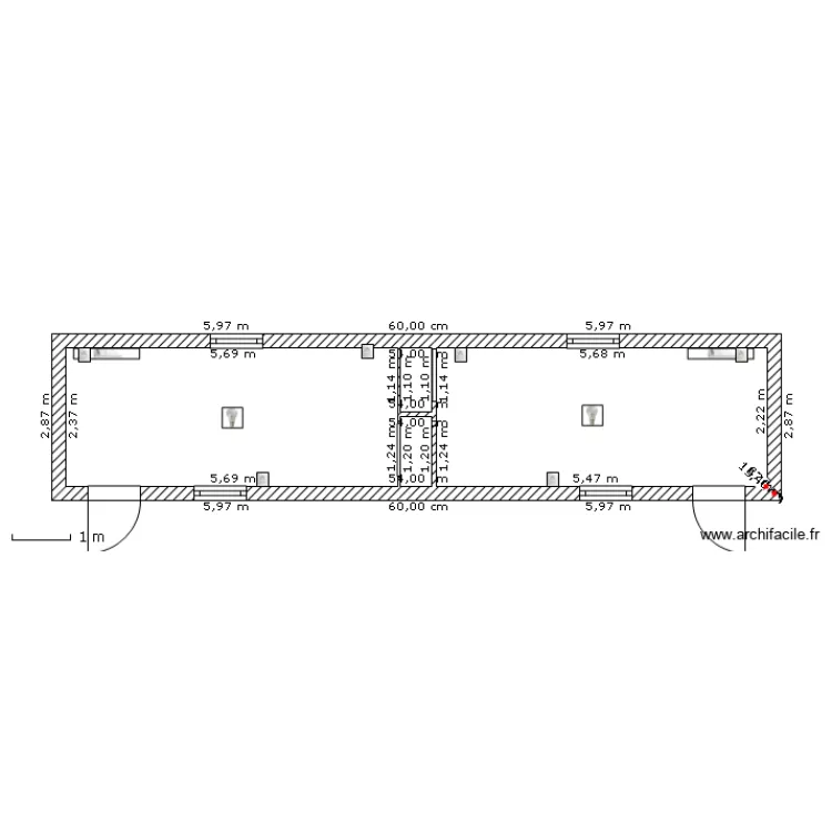 40 double logement. Plan de 