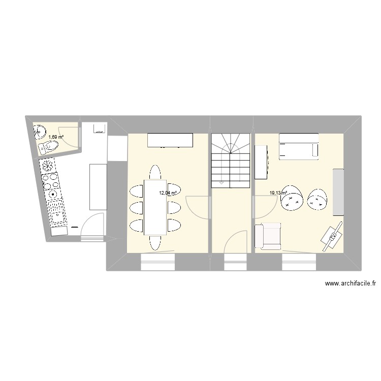 tregrom2. Plan de 3 pièces et 33 m2