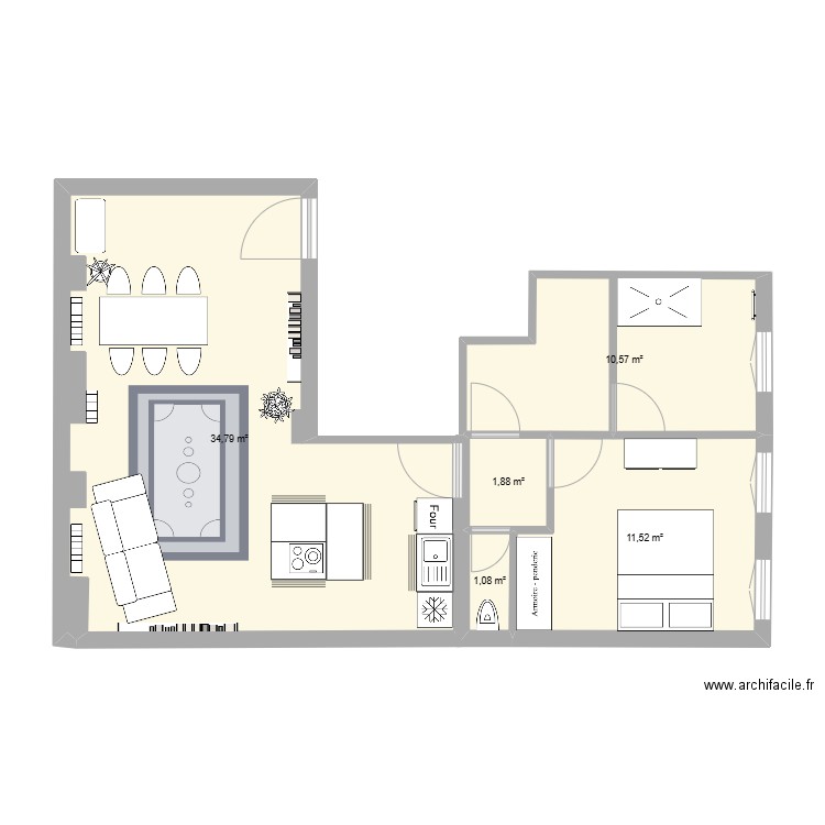 rymond. Plan de 5 pièces et 60 m2
