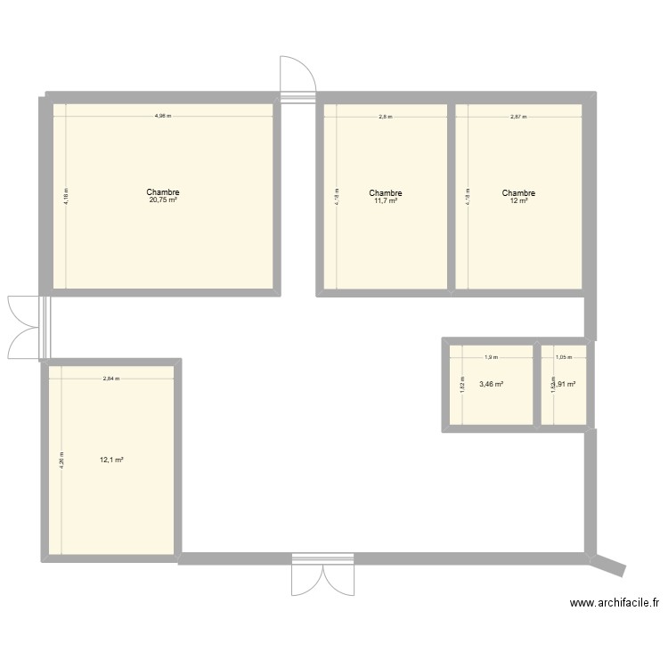 maison. Plan de 6 pièces et 62 m2