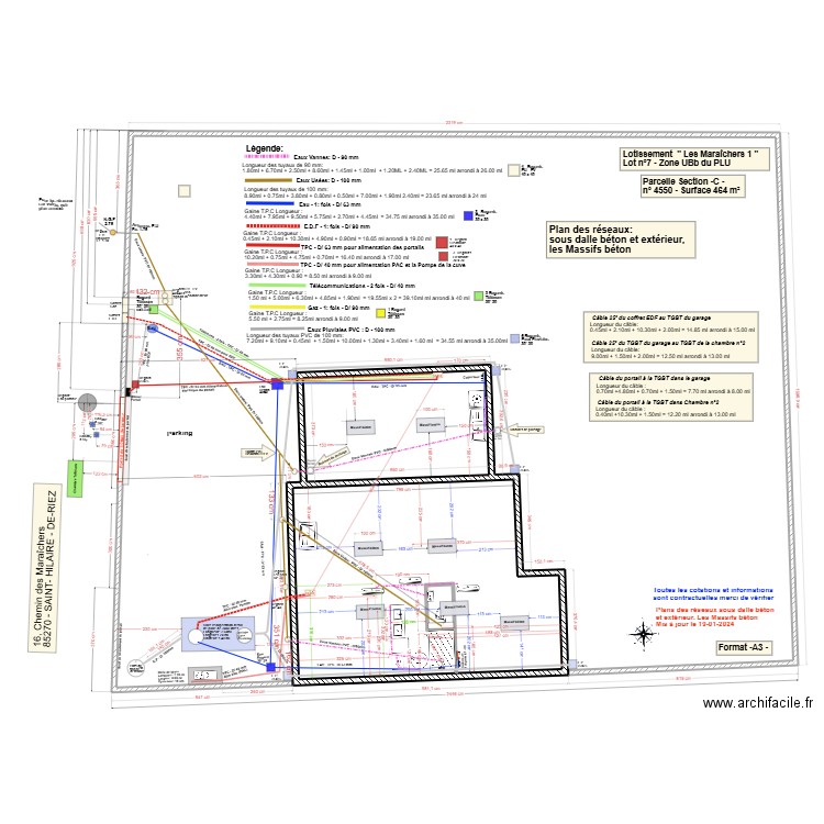 Plan des réseaux studio. Plan de 3 pièces et 84 m2