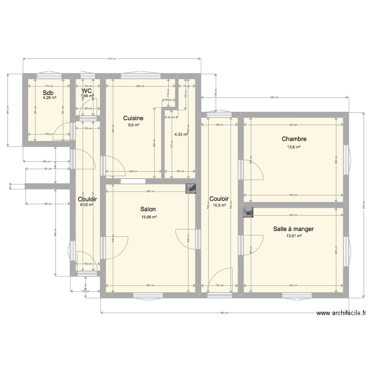 Maison mamy RDC. Plan de 9 pièces et 79 m2