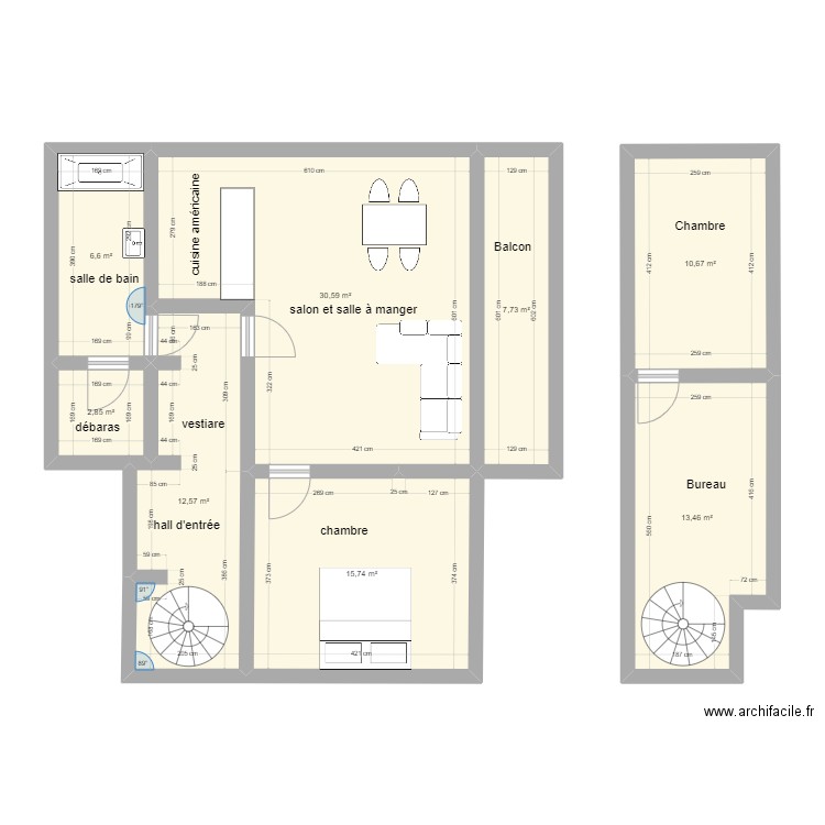 champion duplex. Plan de 8 pièces et 100 m2