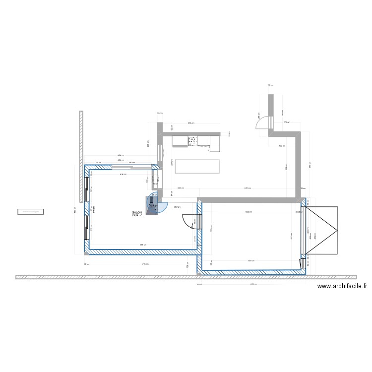 agrandissement corse au 07 04 2021. Plan de 1 pièce et 29 m2