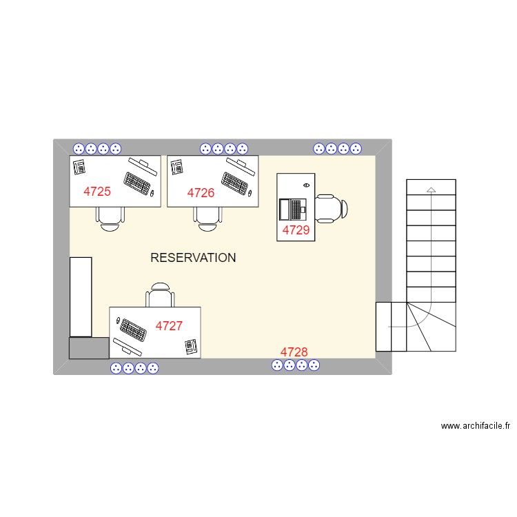 BUREAU RESA. Plan de 1 pièce et 17 m2